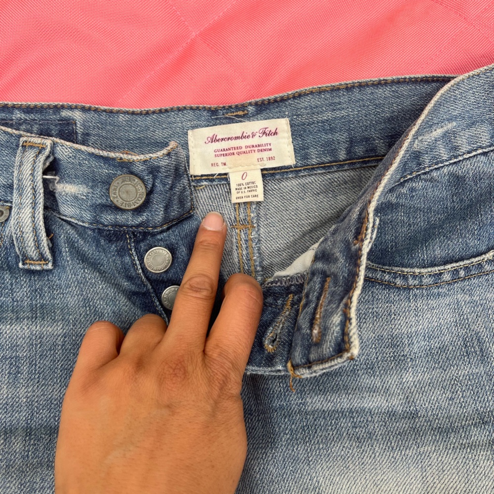 Abercrombie & Fitch Light Blue Denim Overalls